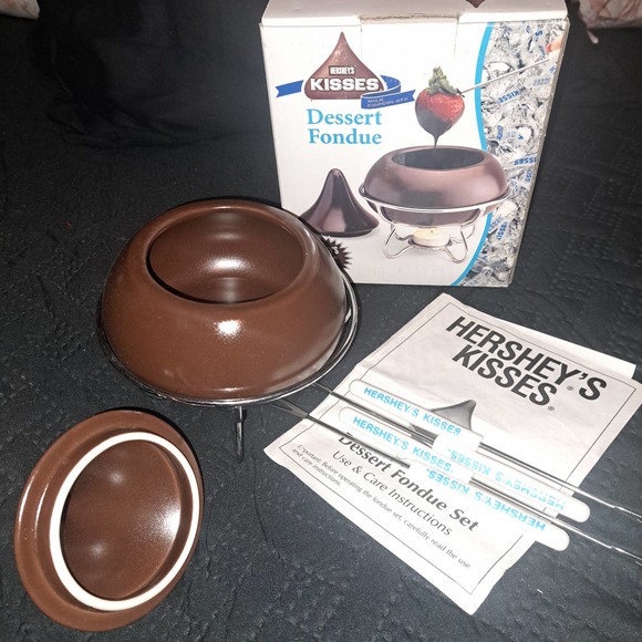 NIB-DARLING Dinner Party FUN! Ceramic Hersheys Dessert Fondue SET - Picture 2 of 6